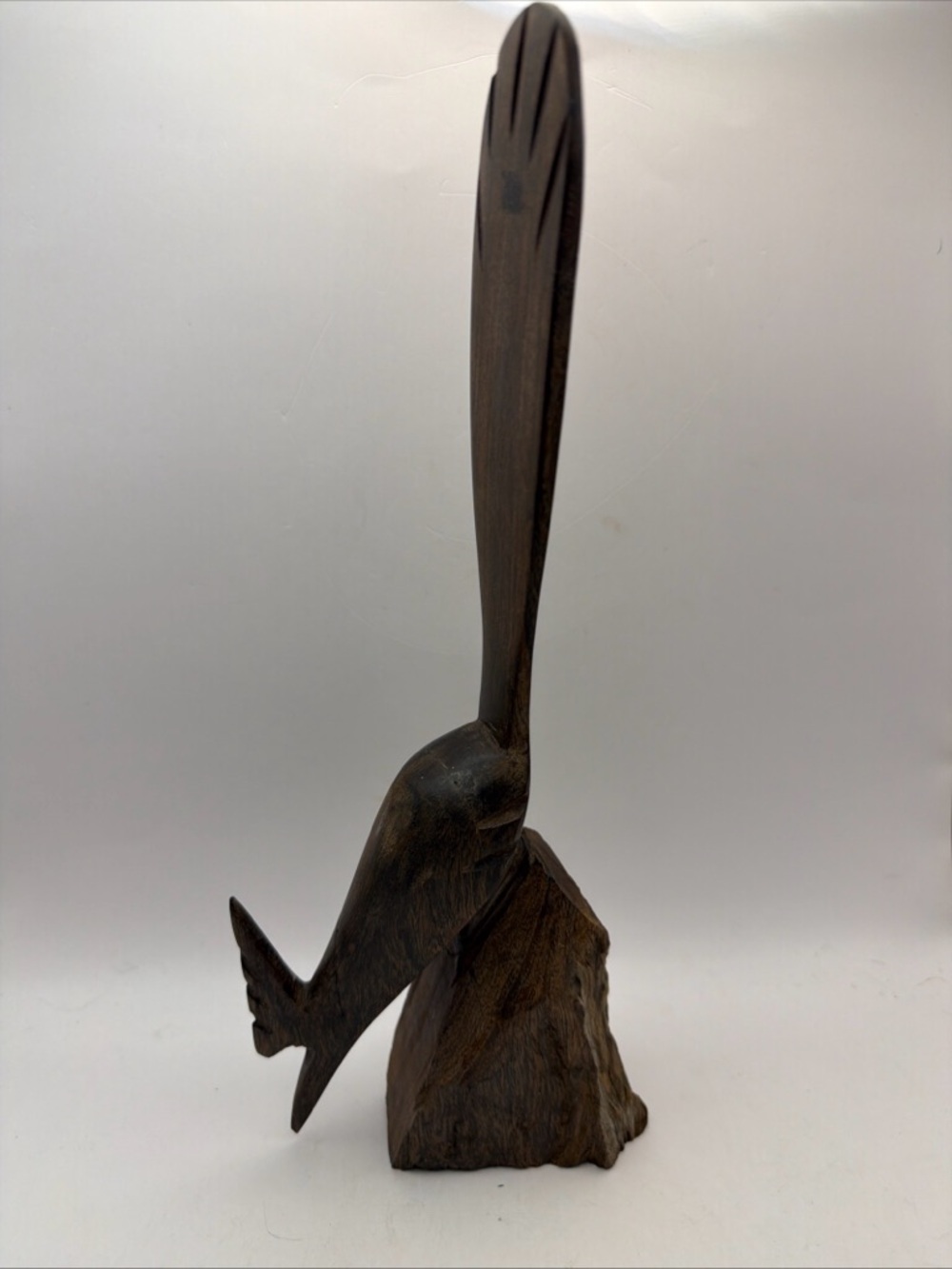 Ironwood Road Runner Hand Carved Bird Sculpture 11.5" Tall Decor Vintage